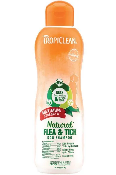 20oz Tropiclean Natural Flea & Tick Shampoo Maximum Strength - Health/First Aid